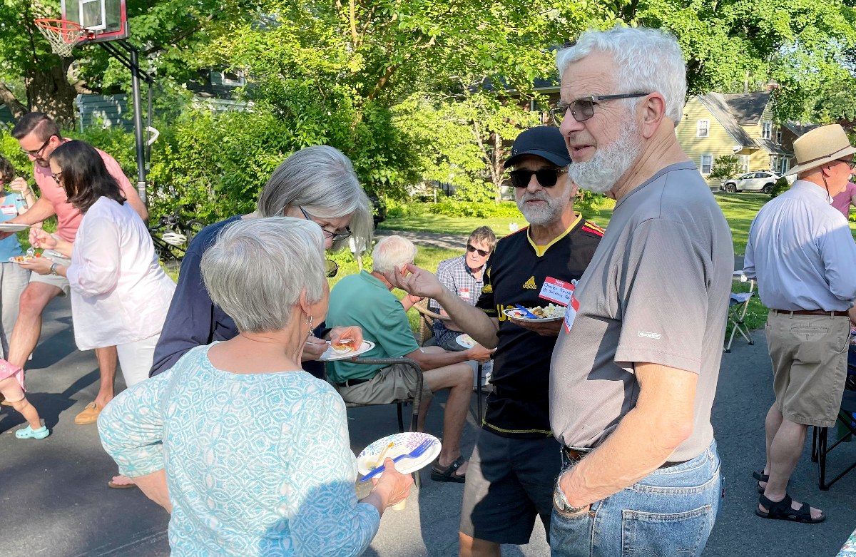 People enjoying a block party