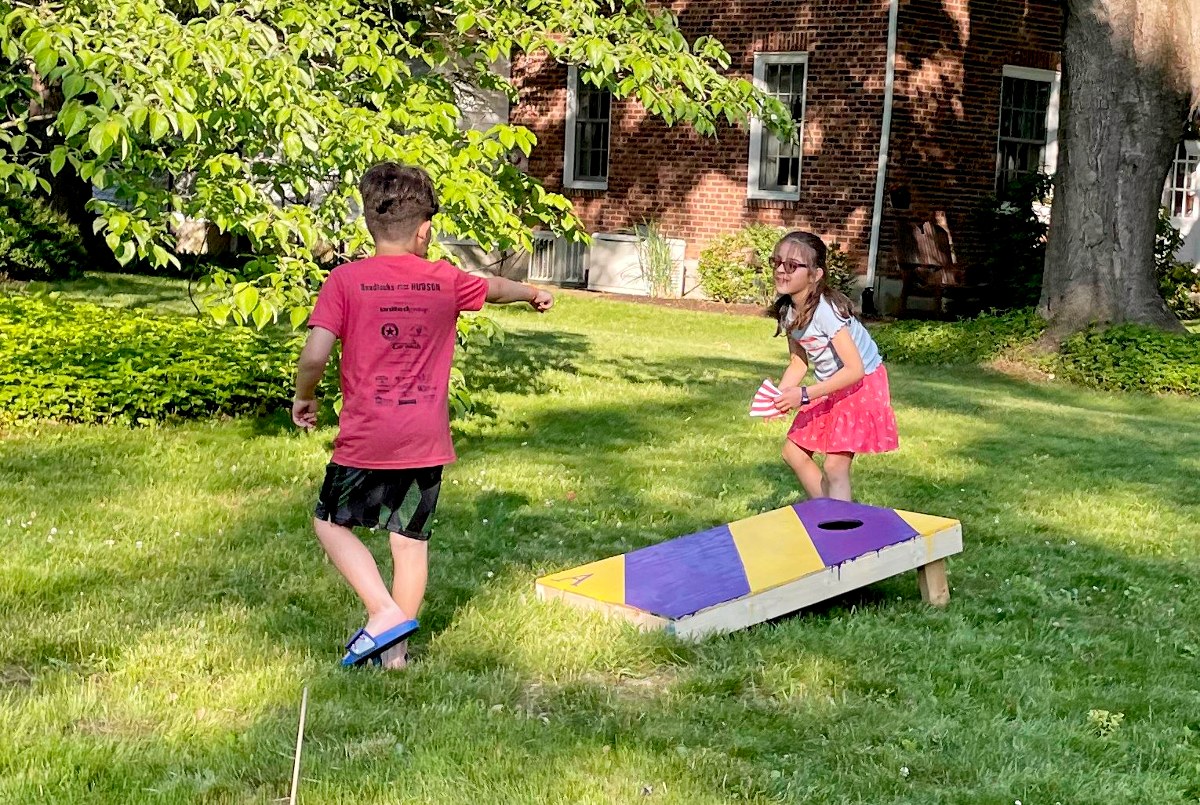 Children playing games outdoors