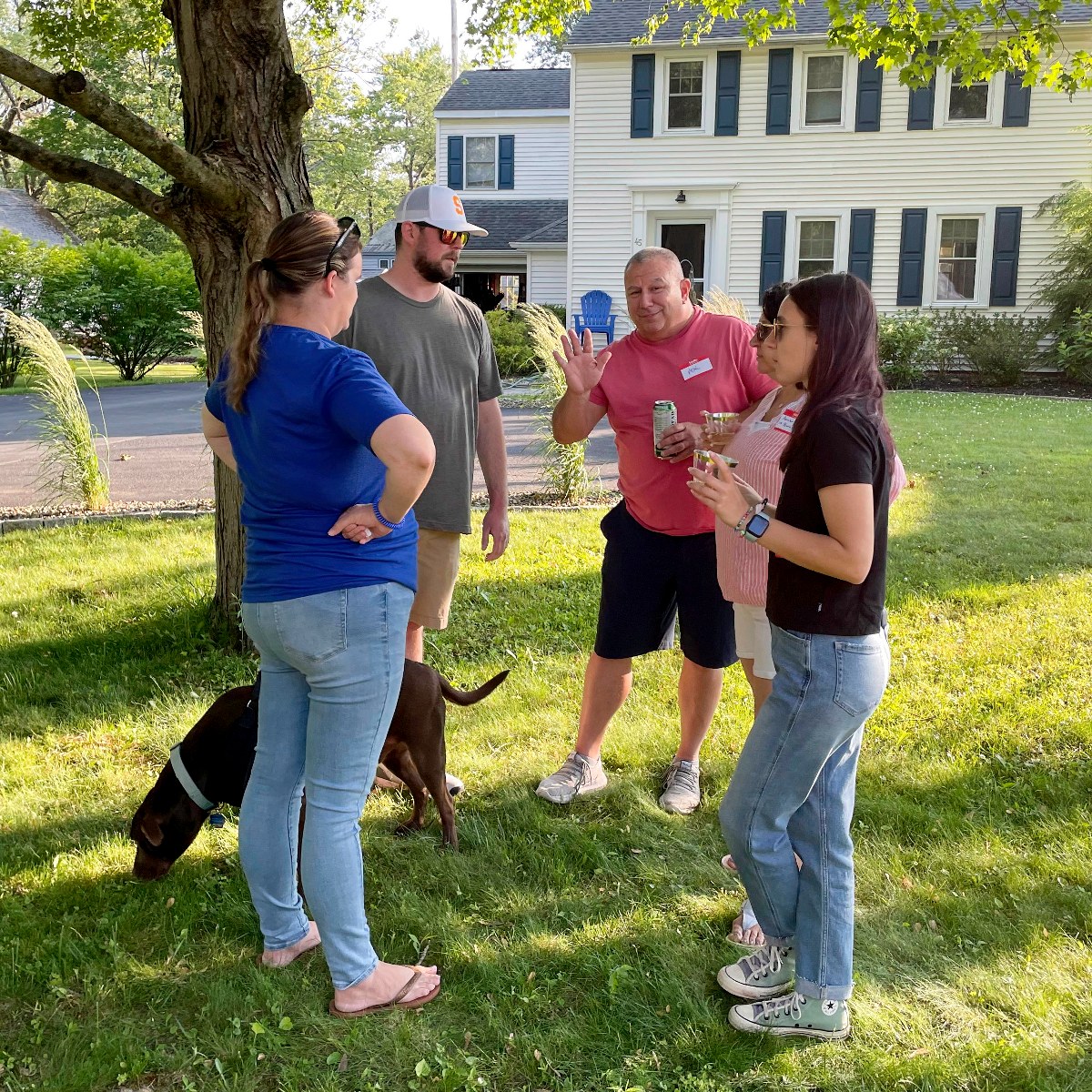 People enjoying a block party