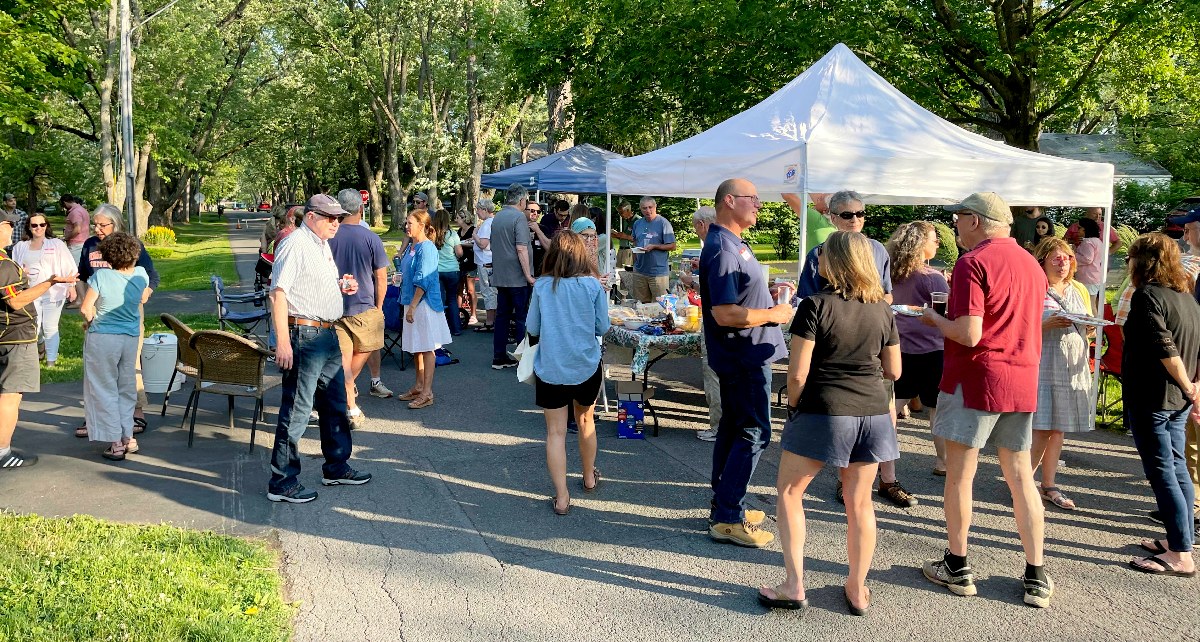 People enjoying a block party